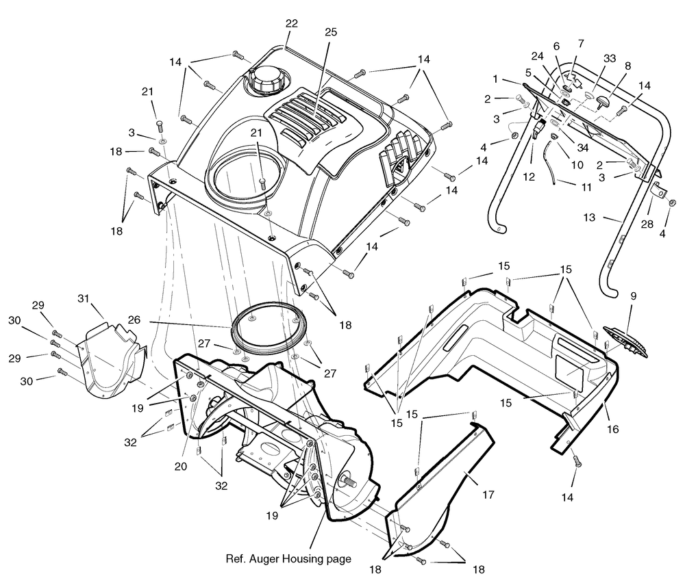 Body Covering Diagram and Parts List for 622594X16NB-ST0522E 2007 Briggs and Stratton Snow Blower